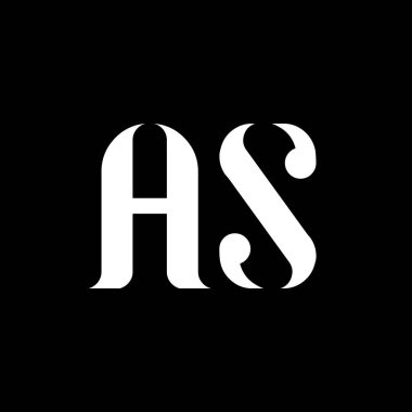 S harfi logo tasarımı olarak. Baş harf AS bağlı daire büyük harfli monogram logo beyaz renk. As logosu, S tasarımı. A, S olarak.