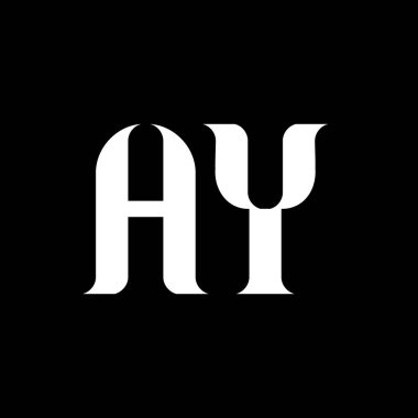 A Y harfli logo tasarımı. İlk harf AY bağlantılı daire büyük harf monogram logo beyaz renk. AY logosu, Y tasarımı. AY, A Y
