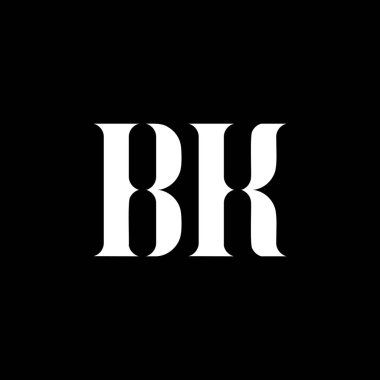 BK B K harf logosu tasarımı. İlk harf BK büyük harf monogram logo beyaz renk. BK logosu, B K tasarımı. BK, B K