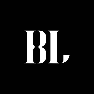 BL B L harf logosu tasarımı. İlk harf BL büyük harf monogram logo beyaz renk. BL logosu, B L tasarımı. BL, B L