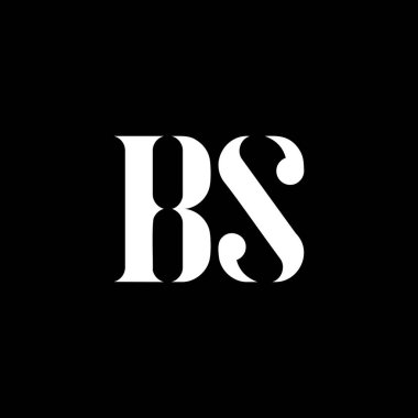 BS B S harfli logo tasarımı. İlk harf BS büyük harfli monogram logo beyaz renk. BS logosu, B S tasarımı. BS, B S