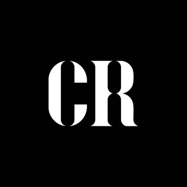 CR C R harfi logo tasarımı. İlk harf CR büyük harf monogram logo beyaz renk. CR logosu, C R tasarımı. CR, C R