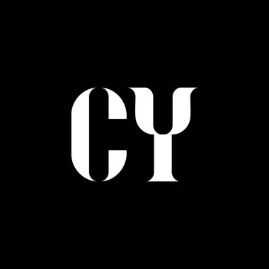 CY C Y harf logosu tasarımı. İlk harf CY büyük harfli monogram logo beyaz renk. CY logosu, C Y tasarımı. CY, C Y