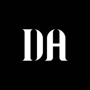 Bölge savcısı. Mektup logosu tasarımı. Baş harf DA büyük harfli monogram logo beyaz renk. Bölge savcısı logosu, bölge savcısı tasarımı. Bölge savcısı.