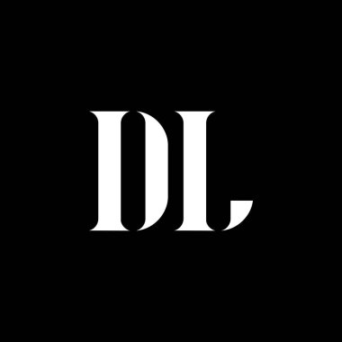 DL D harf logosu tasarımı. İlk harf DL büyük harf monogram logo beyaz renk. DL logosu, D L tasarımı. DL, D L