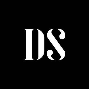 DS D harfleri logo tasarımı. Baş harf DS büyük harfli monogram logo beyaz renk. DS logosu, D S tasarımı. DS, D S