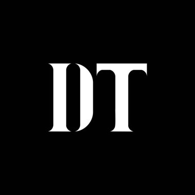 DT D harf logosu tasarımı. Baş harf DT büyük harf monogram logo beyaz renk. DT logosu, D T tasarımı. DT, D T
