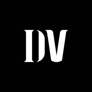DV D harfi logo tasarımı. İlk harf DV büyük harf logo beyaz renk. DV logosu, D V tasarımı. DV, D V