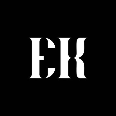 EK E K harfi logo tasarımı. İlk harf EK büyük harf monogram logo beyaz renk. EK logosu, E-K tasarımı. EK, E K