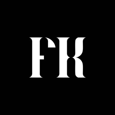 FK F K harfi logo tasarımı. İlk harf FK büyük harf monogram logo beyaz renk. FK logosu, F K tasarımı. FK, F K