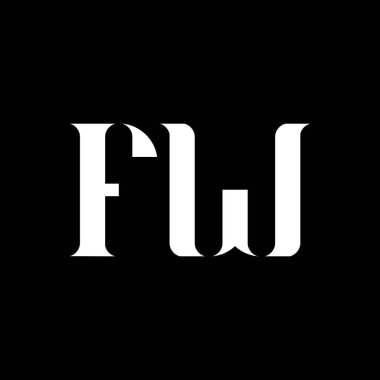FW F W harfi logo tasarımı. İlk harf FW büyük harf monogram logo beyaz renk. FW logosu, F W tasarımı. FW, F W