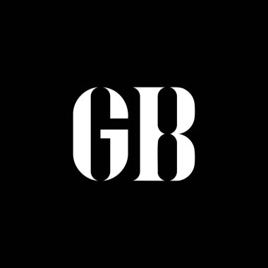 GB G B harfi logo tasarımı. İlk harf GB büyük harf monogram logo beyaz renk. GB logosu, G-B tasarımı. GB, G B