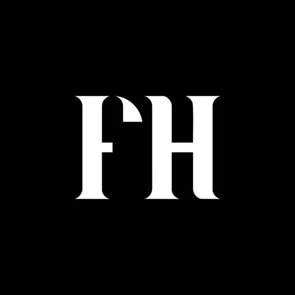 H文字ロゴデザイン イニシャル文字Fh大文字のモノグラムロゴホワイトカラー Fhロゴ Hデザイン — ストックベクタ