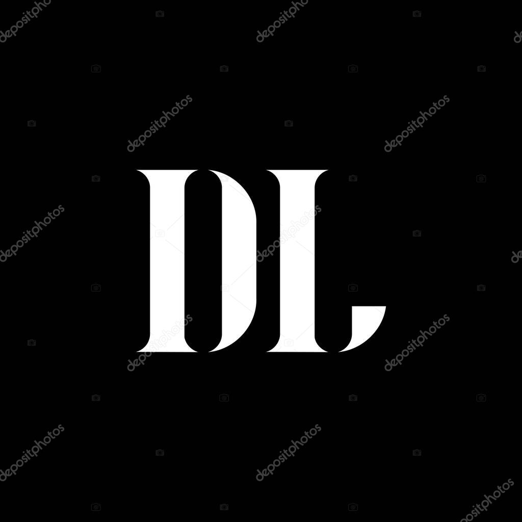 DL D L letter logo design. Initial letter DL uppercase monogram logo white color. DL logo, D L design. DL, D L