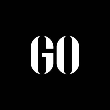 Go G O harfi logo tasarımı. İlk harf go büyük harfli monogram logo beyaz renk. Go logosu, G O tasarımı. Git, G O