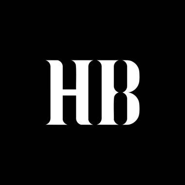 HB H B harfli logo tasarımı. Baş harf HB büyük harf monogram logo beyaz renk. HB logosu, H B tasarımı. HB, H B