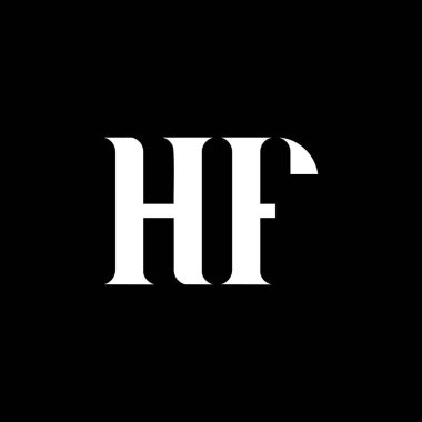 HF H F harfi logo tasarımı. İlk harf HF büyük harf monogram logo beyaz renk. HF logosu, H F tasarımı. HF, H F