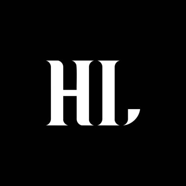 HL H L harfi logo tasarımı. İlk harf HL büyük harf monogram logo beyaz renk. HL logosu, H L tasarımı. Merhaba, H L