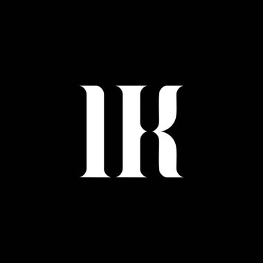 IK K harf logosu tasarımı. İlk harf IK büyük harf monogram logo beyaz renk. IK logosu, I K tasarımı. Tamam, tamam.