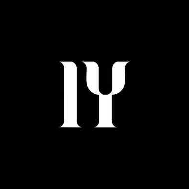 Y Y harfli logo tasarımı. İlk harf IY büyük harfli monogram logo beyaz renk. IY logosu, I Y tasarımı. IY, İ