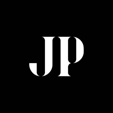 JP J P harfi logo tasarımı. Baş harf JP büyük harf monogram logo beyaz renk. JP logosu, JP tasarımı. JP, JP