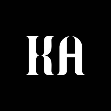 KA K Harf Logosu Tasarımı. İlk harf KA büyük harf monogram logo beyaz renk. KA logosu, K-A tasarımı. KA, KA