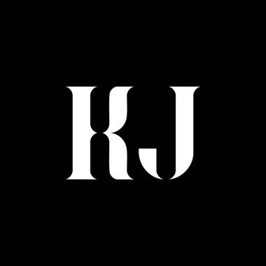 KJ K J harfli logo tasarımı. İlk harf KJ büyük harf monogram logo beyaz renk. KJ logosu, K-J tasarımı. KJ, K J