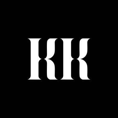 KK K harfi logo tasarımı. İlk harf KK büyük harfli monogram logo beyaz renk. KK logosu, K tasarımı. KK, K
