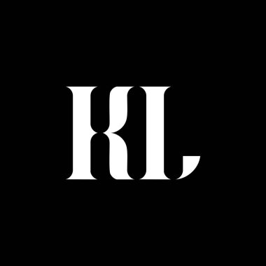 KL K harf logosu tasarımı. İlk harf KL büyük harf logo beyaz renk. KL logosu, K L tasarımı. KL, K L
