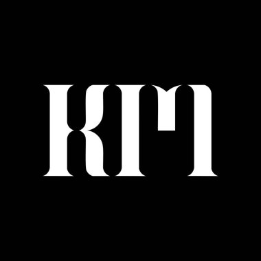 KM K M harf logosu tasarımı. İlk harf KM büyük harf monogram logo beyaz renk. KM logosu, K M tasarımı. KM, K M