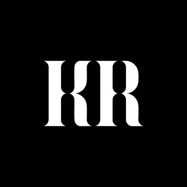 KR K R harfli logo tasarımı. İlk harf KR büyük harf monogram logo beyaz renk. KR logosu, K R tasarımı. KR, K R