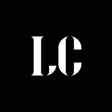 LC L C harfi logo tasarımı. İlk harf LC büyük harf monogram logo beyaz renk. LC logosu, L C tasarımı. LC, L C