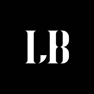 LB L B harfi logo tasarımı. İlk harf LB büyük harf monogram logo beyaz renk. LB logosu, L B tasarımı. LB, L B