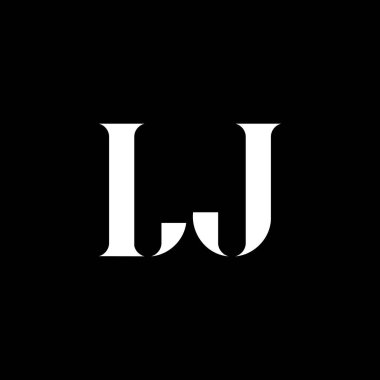 LJ L J harfli logo tasarımı. İlk harf LJ büyük harfli monogram logo beyaz renk. LJ logosu, L J tasarımı. LJ, L J
