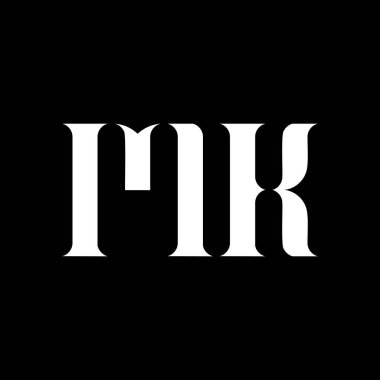 MK M K harf logosu tasarımı. İlk harf MK büyük harf monogram logo beyaz renk. MK logosu, MK tasarımı. MK, M K