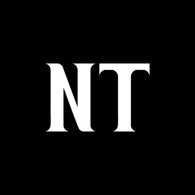NT N T harfi logo tasarımı. İlk harf NT büyük harf logo beyaz renk. NT logosu, NT tasarımı. NT, N T
