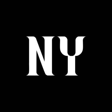 New York Harf Logosu Tasarımı. İlk harf NY büyük harfli monogram logo beyaz renk. New York logosu, New York tasarımı. New York, New York