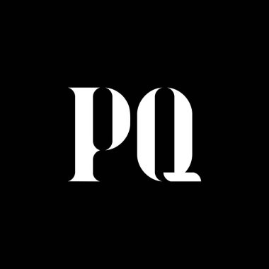 PQ P Q harfi logo tasarımı. İlk harf PQ büyük harf monogram logo beyaz renk. PQ logosu, P Q tasarımı. PQ, P Q