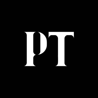 PT P harfi logo tasarımı. Baş harf PT büyük harf monogram logo beyaz renk. PT logosu, P T tasarımı. PT, P T