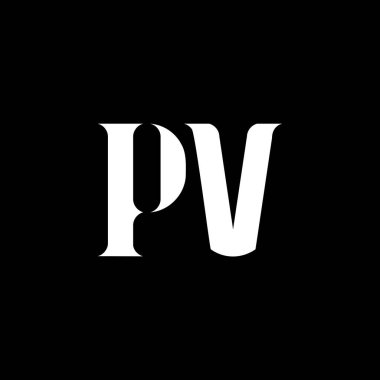 PVV P harfi logo tasarımı. İlk harf PV büyük harf logo beyaz renk. PV logosu, P V tasarımı. PV, P V