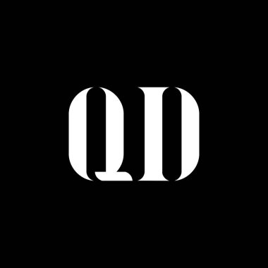 QD Q D harfi logo tasarımı. Baş harf QD büyük harf monogram logo beyaz renk. QD logosu, QD tasarımı. QD, Q D