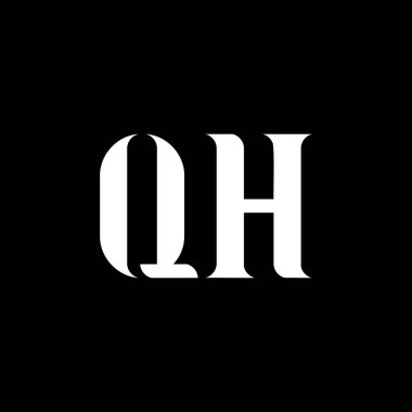 QH Q H harfi logo tasarımı. İlk harf QH büyük harf monogram logo beyaz renk. QH logosu, Q H tasarımı. QH, Q H