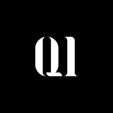 QI Q harfi logo tasarımı. Baş harf QI büyük harf monogram logo beyaz renk. QI logosu, Q I tasarımı. QI, Q I