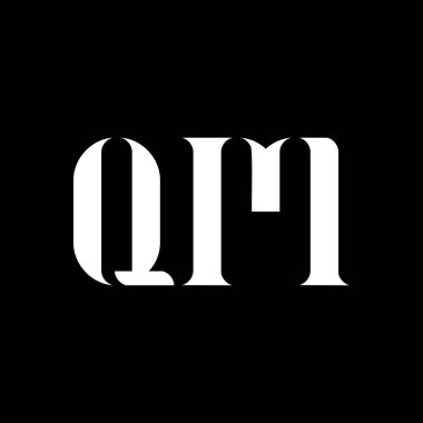 QM Q M harfli logo tasarımı. İlk harf QM büyük harf monogram logo beyaz renk. QM logosu, Q M tasarımı. QM, Q M