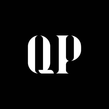 QP Q P harfi logo tasarımı. Baş harf QP büyük harf monogram logo beyaz renk. QP logosu, Q P tasarımı. QP, Q P