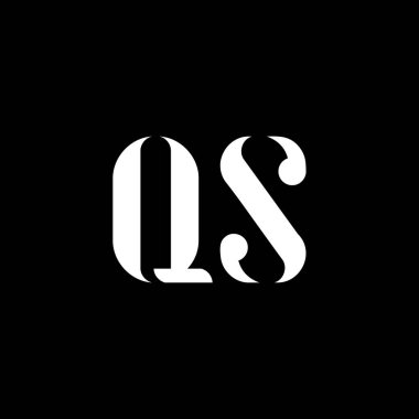 QS Q S harfi logo tasarımı. Baş harf QS büyük harf monogram logo beyaz renk. QS logosu, Q S tasarımı. QS, Q S