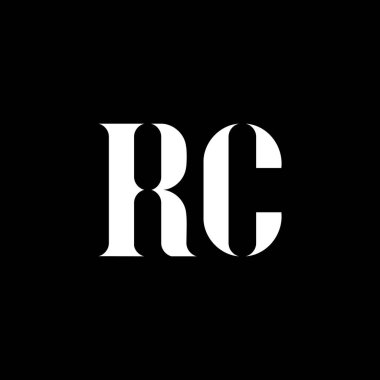 RC R C harfi logo tasarımı. Baş harf RC büyük harf monogram logo beyaz renk. RC logosu, R C tasarımı. RC, R C