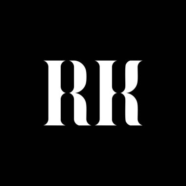 RK R K harf logosu tasarımı. İlk harf RK büyük harf monogram logo beyaz renk. RK logosu, R K tasarımı. RK, R K