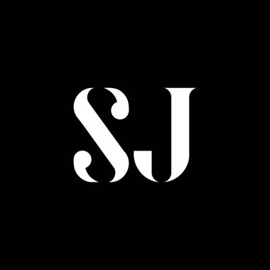 SJ S J harfli logo tasarımı. İlk harf SJ büyük harf monogram logo beyaz renk. SJ logosu, S J tasarımı. SJ, S J