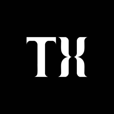 TX T X harfi logo tasarımı. İlk harf TX bağlı daire büyük harf monogram logo beyaz renk. TX logosu, T X tasarımı. TX, T X